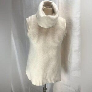 Saks Fifth Avenue Cashmere Turtleneck Cowlneck Sleeveless Knit Top SMALL